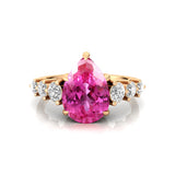Pear Cut Pink Sapphire with Graduated Diamonds Ring - GeumJewels
