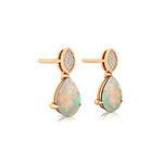 Illussion Set Diamond Earrings with Pear Cut Opal - GeumJewels