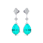 Teardrop Paraiba Tourmaline Drop Earrings with Accent Diamonds - GeumJewels