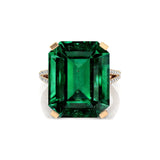 Emerald Cut Emerald Split Shank Engagement Ring with Diamonds - GeumJewels