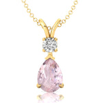 Morganite Teardrop Pendant with Solitaire Diamond - GeumJewels