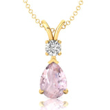 Morganite Teardrop Pendant with Solitaire Diamond - GeumJewels