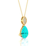 Illussion Set Diamond Pendant with Pear Cut Paraiba Tourmaline - GeumJewels