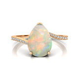 Twisted Up Down Band Pear Shaped Opal Ring with Accent Diamonds - GeumJewels