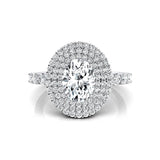Triple Halo Diamond Oval Cut Lab Diamond Cocktail Ring - GeumJewels