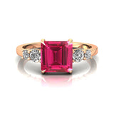 Princess Cut Pink Sapphire Graduating Accent Diamond Ring - GeumJewels