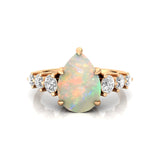 Pear Cut Opal with Graduated Diamonds Ring - GeumJewels