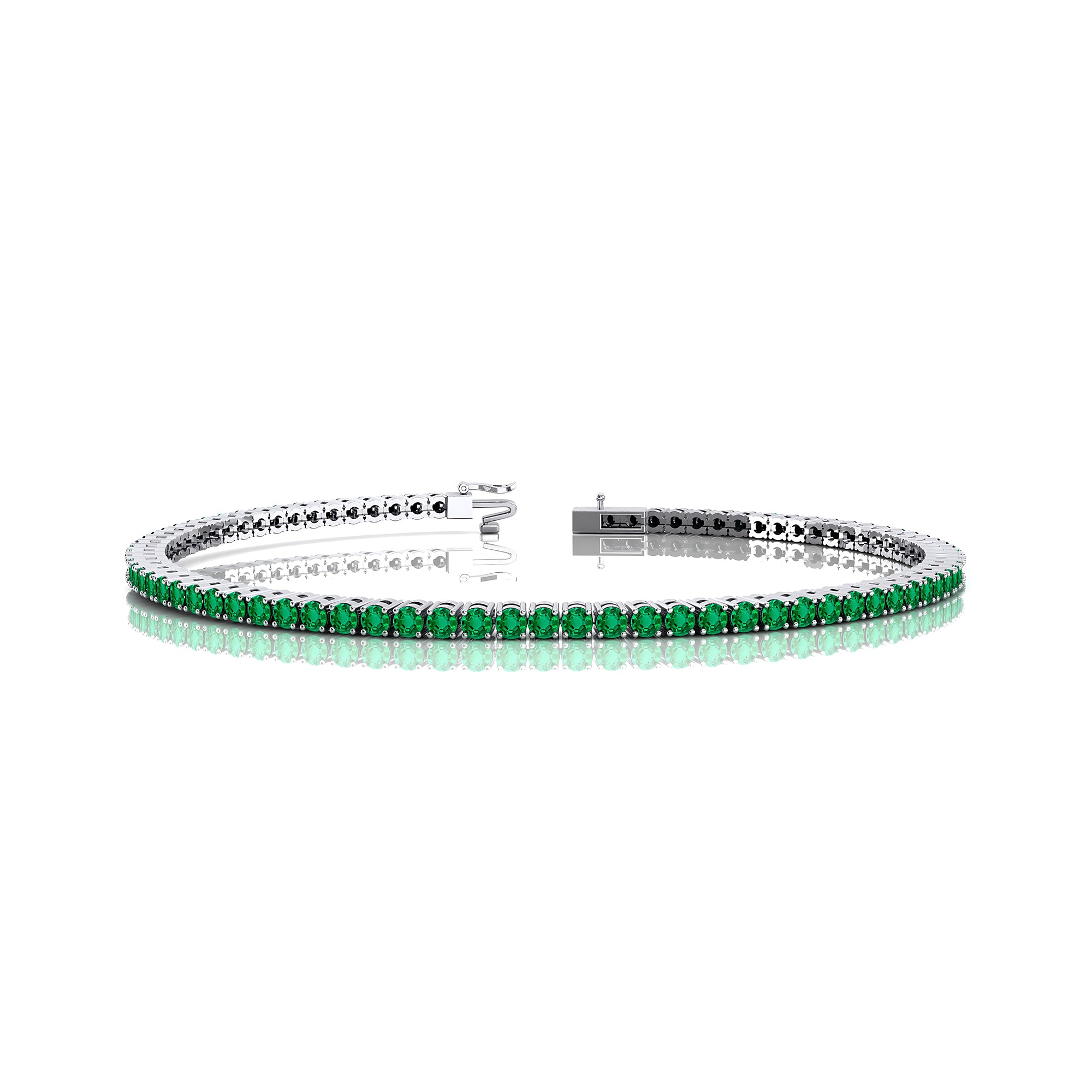 2mm Round Emerald Tennis Bracelet - GeumJewels