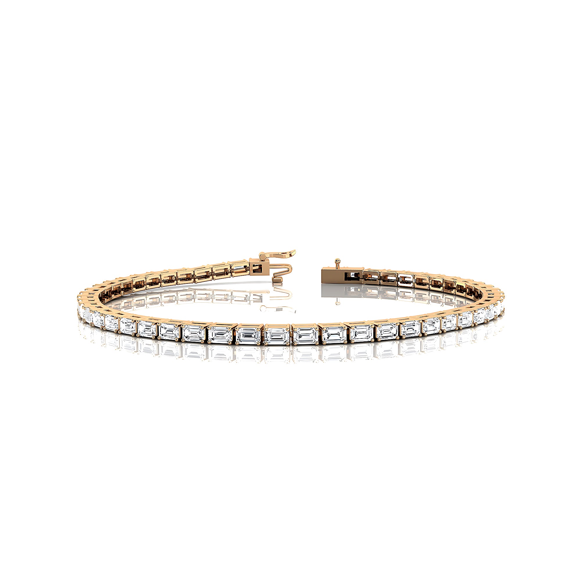 0.10Ct each Horizontally Set Emerald Cut Diamond Tennis Bracelet - GeumJewels