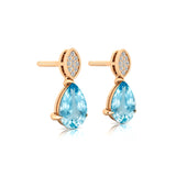 Illussion Set Diamond Earrings with Pear Cut Aquamarine - GeumJewels