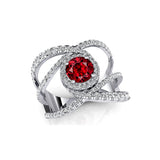 Solitaire Round Garnet Cocktail Diamond Ring - GeumJewels