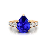 Pear Cut Tanzanite with Graduated Diamonds Ring - GeumJewels