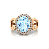 Vintage Love Inspired Oval Aquamarine Halo Diamond Engagement Ring - GeumJewels