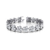 Flower Inspired Pear Set Diamond Statement Bracelet - GeumJewels