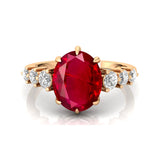 Oval Cut Ruby with Graduated Diamonds Ring - GeumJewels