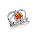 Solitaire Round Citrine Cocktail Diamond Ring - GeumJewels