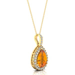 Citrine Teardrop Pendant with Diamond Halo - GeumJewels