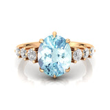 Oval Cut Aquamarine with Graduated Diamonds Ring - GeumJewels