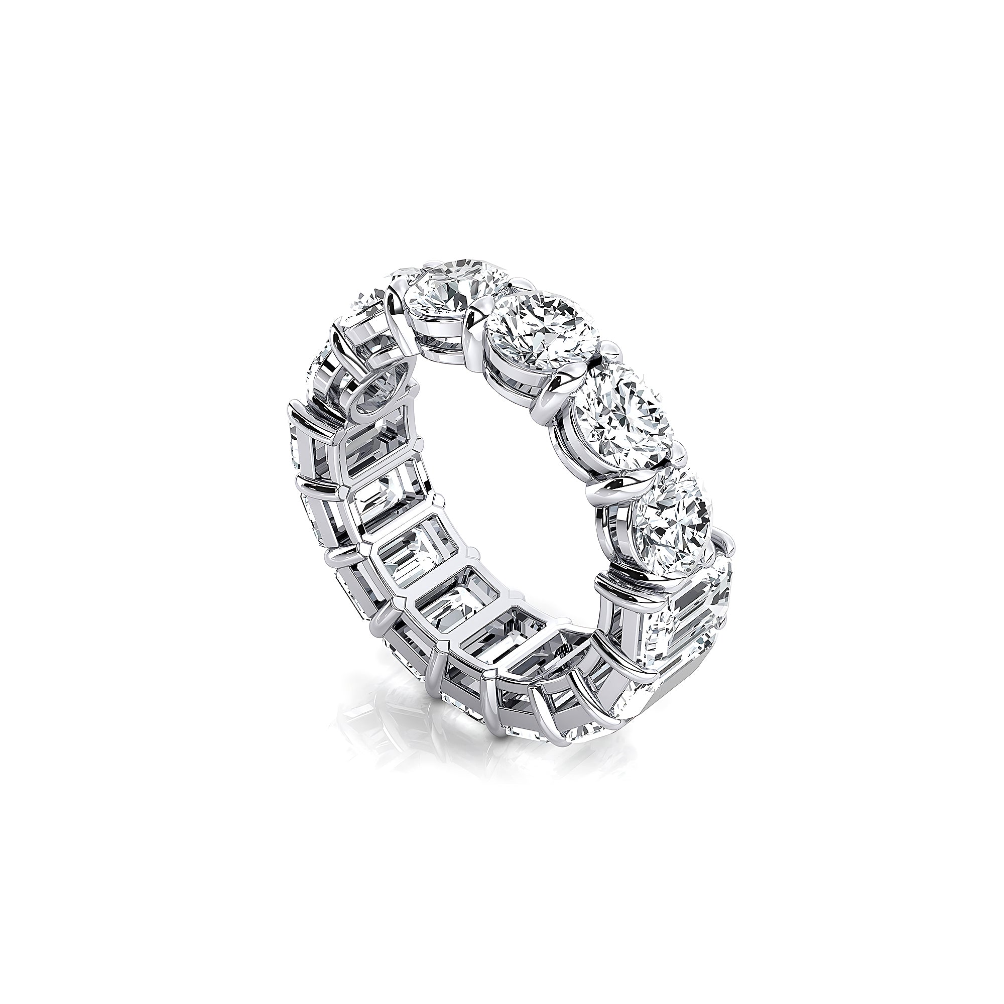 2 Way Diamond Emerald & Round Eternity Ring - GeumJewels
