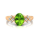 Criss Cross Diamond Ring with Oval Cut Peridot - GeumJewels
