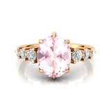 Oval Cut Morganite with Graduated Diamonds Ring - GeumJewels
