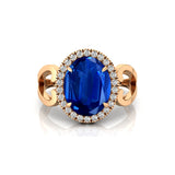 Vintage Love Inspired Oval Blue Sapphire Halo Diamond Engagement Ring - GeumJewels