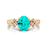 Criss Cross Diamond Ring with Oval Cut Paraiba Tourmaline - GeumJewels