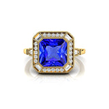 Vintage Style Square Cut Tanzanite Diamond Ring - GeumJewels