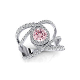Solitaire Round Morganite Cocktail Diamond Ring - GeumJewels