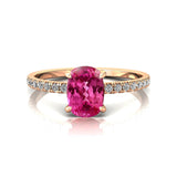 Long Cushion Pink Sapphire Thin Diamond Promise Ring - GeumJewels