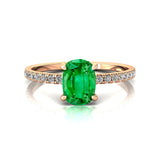 Long Cushion Emerald Thin Diamond Promise Ring - GeumJewels