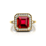 Vintage Style Square Cut Ruby Diamond Ring - GeumJewels