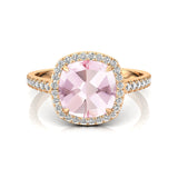 Halo Diamond Engagement Ring with Cushion Cut Morganite - GeumJewels