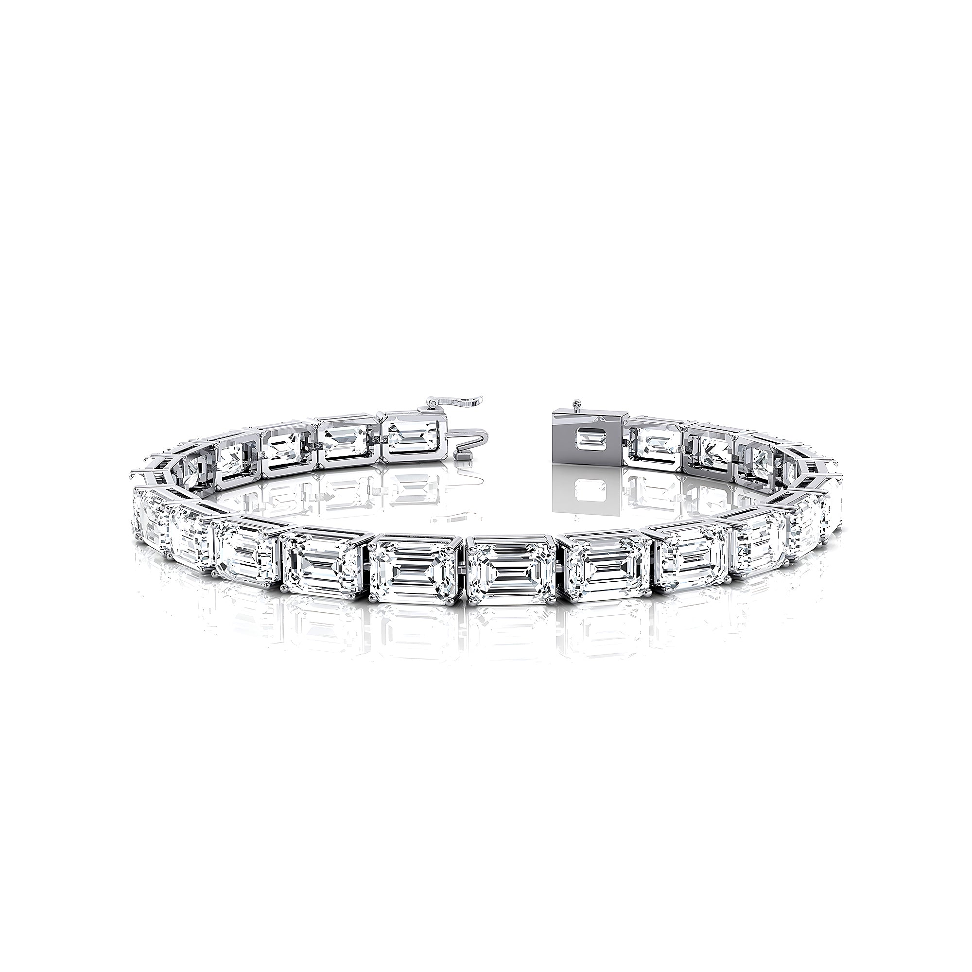 1ct Each Horizontally set Emerald Cut Diamond Tennis Bracelet - GeumJewels