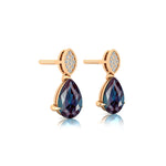 Illussion Set Diamond Earrings with Pear Cut Alexandrite - GeumJewels