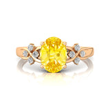 Criss Cross Diamond Ring with Oval Cut Yellow Sapphire - GeumJewels