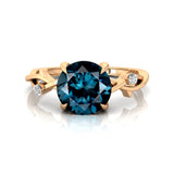 Criss Cross Nature Inspired Diamond Ring  with Round London Blue Topaz - GeumJewels
