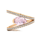 Fashionable V Shaped Diamond Ring with Pear Cut Morganite - GeumJewels