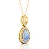 Classic Teardrop Shaped Moonstone Halo Diamond Dangle Pendant - GeumJewels