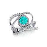Solitaire Round Paraiba Tourmaline Cocktail Diamond Ring - GeumJewels