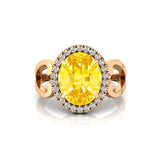 Vintage Love Inspired Oval Yellow Sapphire Halo Diamond Engagement Ring - GeumJewels