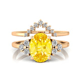 Yellow Sapphire Gold Ring With Stackable Diamond Band - GeumJewels