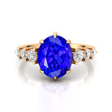 Oval Cut Tanzanite with Graduated Diamonds Ring - GeumJewels