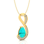Designer Diamond Loop Pendant with Teardrop Shaped Paraiba Tourmaline - GeumJewels