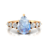 Pear Cut Moonstone with Graduated Diamonds Ring - GeumJewels