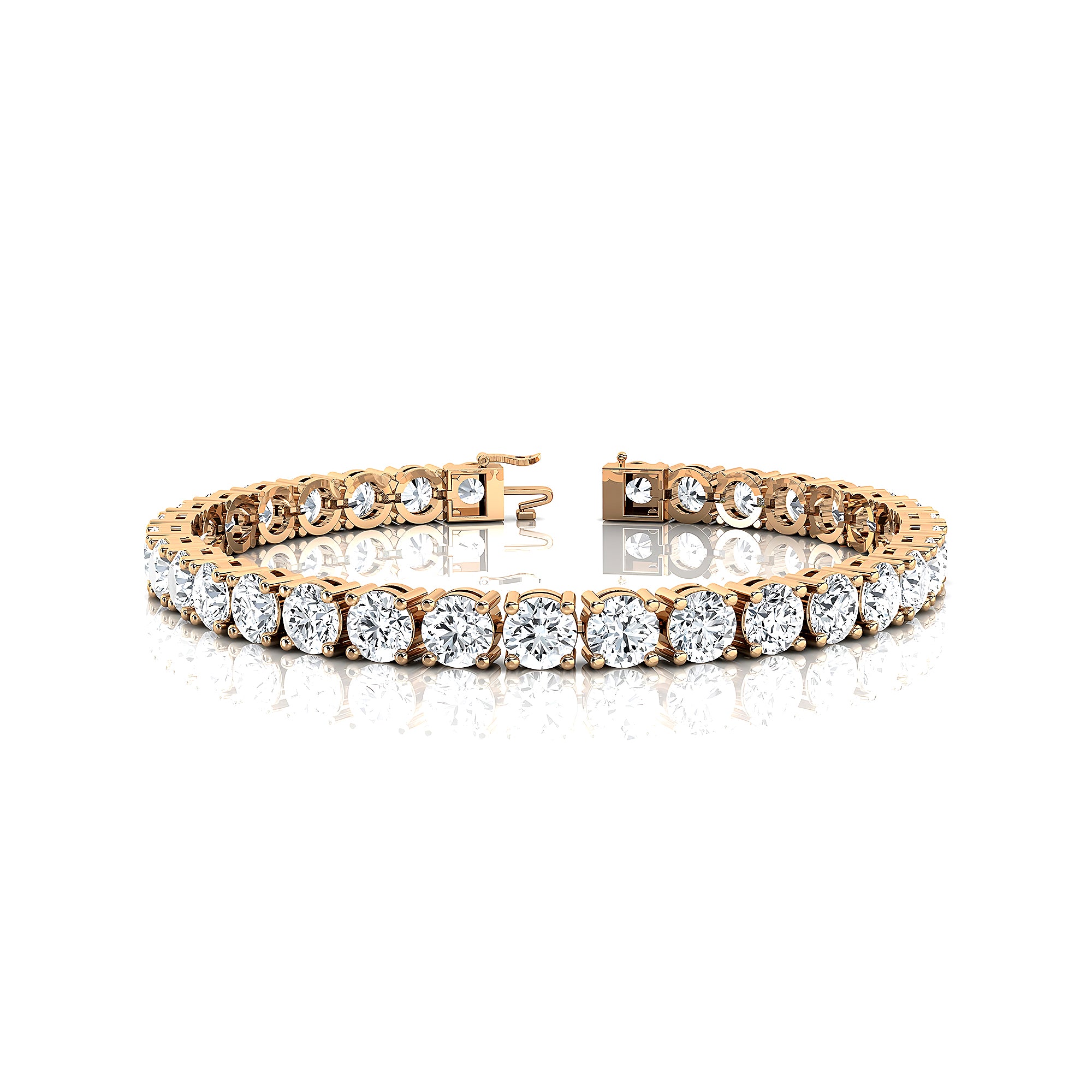 0.50ct Each Round Brilliant Cut Diamond Tennis Bracelet - GeumJewels