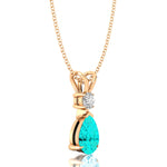 Paraiba Tourmaline Teardrop Pendant with Solitaire Diamond - GeumJewels