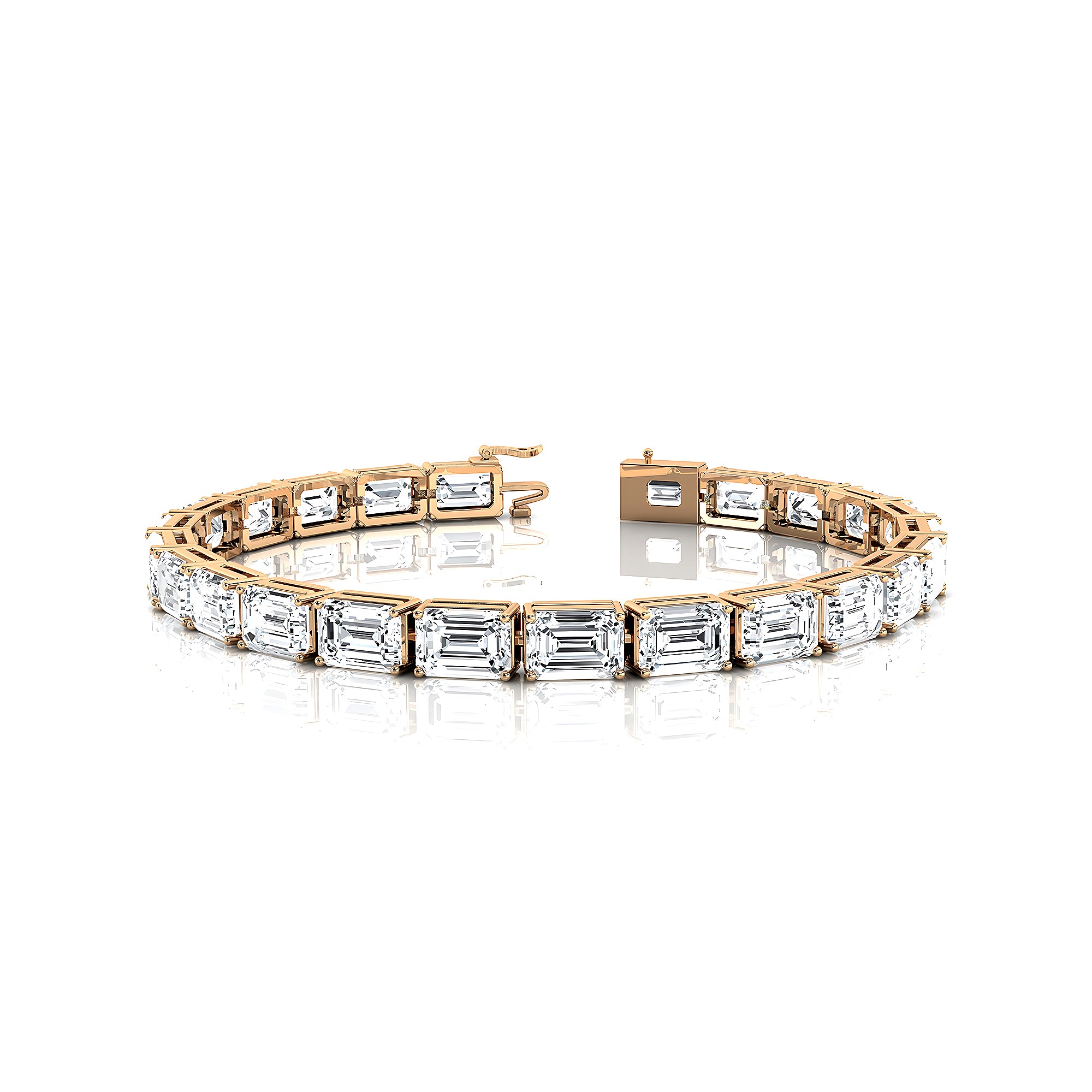 1ct Each Horizontally set Emerald Cut Diamond Tennis Bracelet - GeumJewels