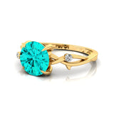 Criss Cross Nature Inspired Diamond Ring  with Round Paraiba Tourmaline - GeumJewels
