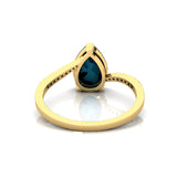 Twisted Up Down Band Pear Shaped London Blue Topaz Ring with Accent Diamonds - GeumJewels